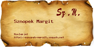 Sznopek Margit névjegykártya