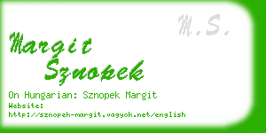 margit sznopek business card